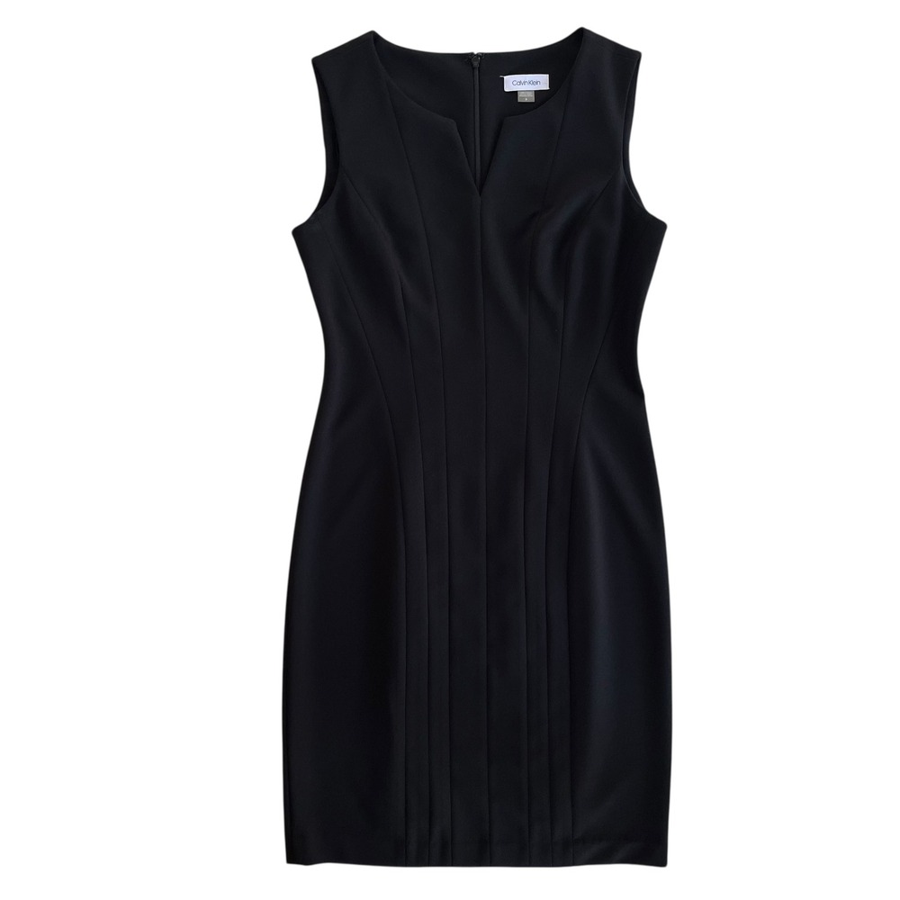 Calvin Klein Womens 6 Black Keyhole Neck Sleeveless Sheath Dress Career Workwear